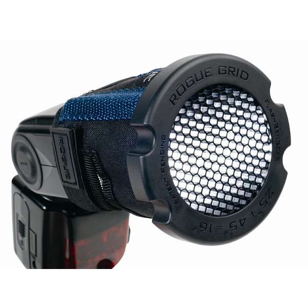 Rogue Photographic Grid: mounted on a flash with the included adjustable strap