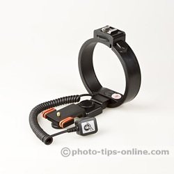 Ray Flash Rotator flash bracket: side view, assembled for use with small camera bodies
