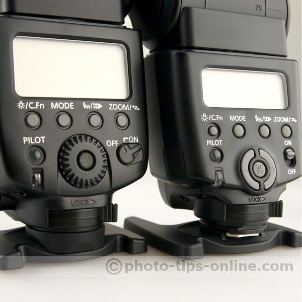 Canon Speedlite 430EX II vs. Canon Speedlite 580EX II: controls, close up