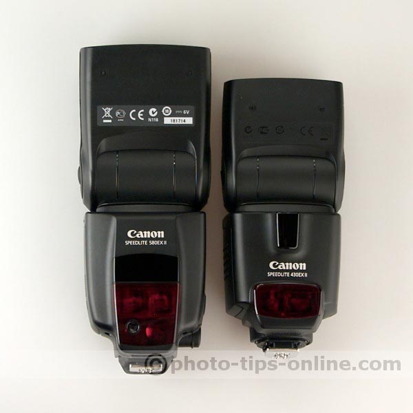 Canon Speedlite 430EX II vs. Canon Speedlite 580EX II: full length, front