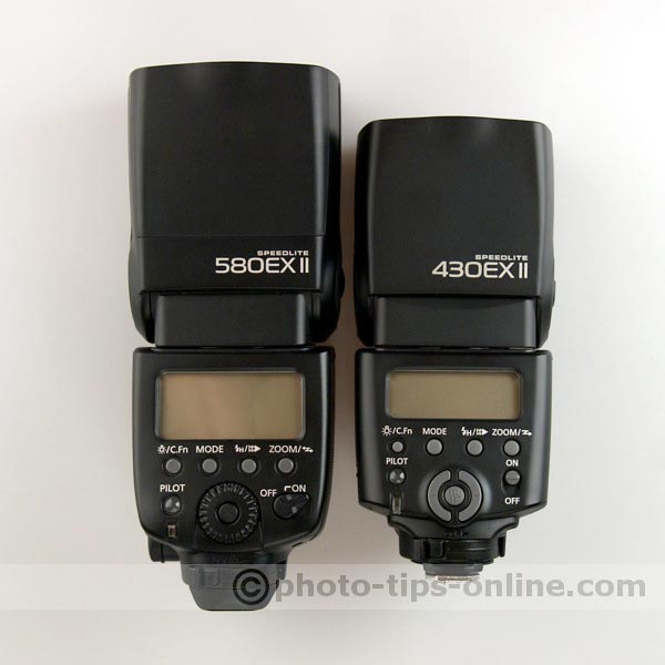 Canon Speedlite 430EX II vs. Canon Speedlite 580EX II: full length, back
