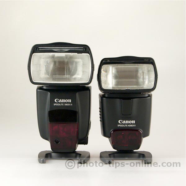 Canon Speedlite 430EX II vs. Canon Speedlite 580EX II: front view