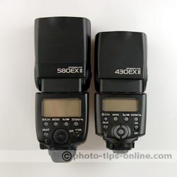 Canon Speedlite 430EX II vs. Canon Speedlite 580EX II: full length, back