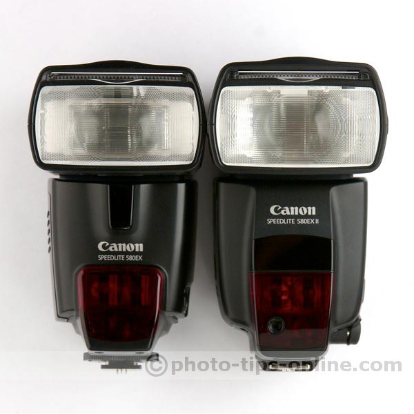 Canon Speedlite 580EX vs. Canon Speedlite 580EX II: front view