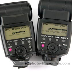 Canon Speedlite 580EX vs. Canon Speedlite 580EX II: LCD display layouts and controls