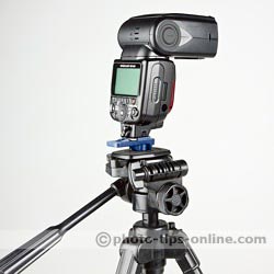 Frio cold shoe (hot shoe adapter): Nikon Speedlight SB-900 mounted on a tripod