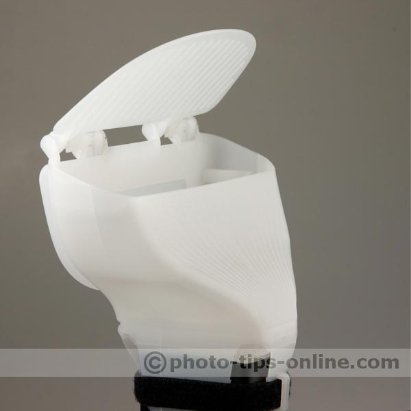 Gary Fong WhaleTail flash diffuser: top flap at 45 degrees