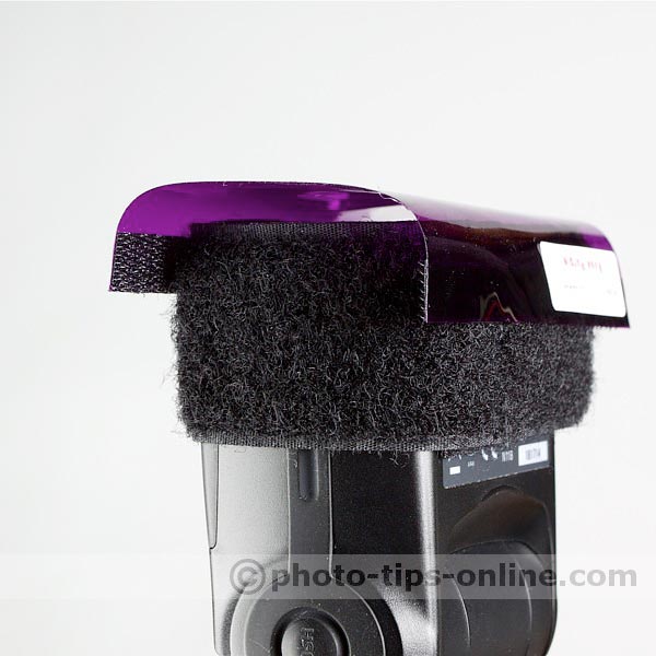 Honl Photo filters (gels): Rose Purple on Canon Speedlite 580EX II, Honl Photo Strap