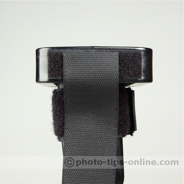 Honl Photo Speed Grid: on the flash, side view, strap