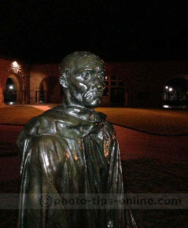 iPhone 5 camera: using built-in flash/LED, Rodin's statue at Stanford