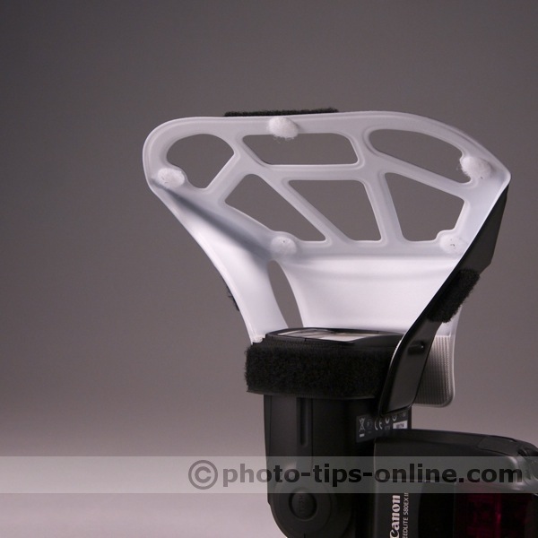 LumiQuest ProMax System flash diffuser: vertical shooting, attaching to a narrow flash head side