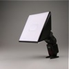 LumiQuest Softbox III flash diffuser: on a flash, angle view