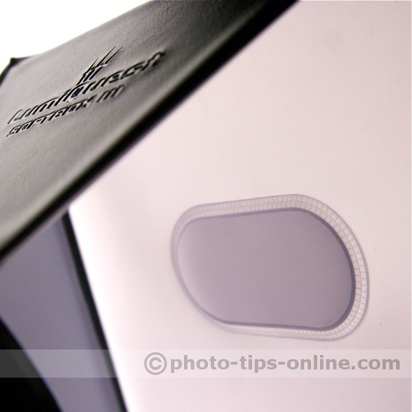 LumiQuest Softbox III flash diffuser: center spot, inside view