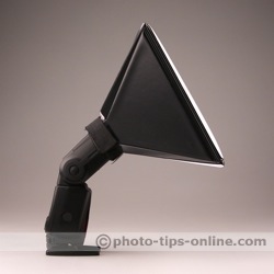 LumiQuest Softbox III flash diffuser: on a flash, side view