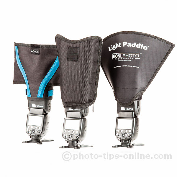 LumoPro LightSwitch: compared to Honl Photo and Rogue FlashBender 2, reflector, back