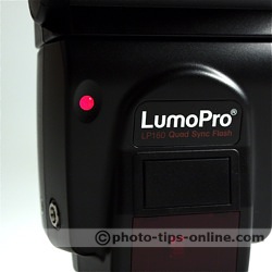 LumoPro LP160 flash: front ready indicator