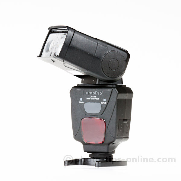 LumoPro LP180 flash: front angle view