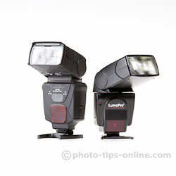 LumoPro LP180 flash: compared to LumoPro LP160, front