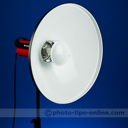 LumoPro Beauty Dish: mounted on a monolight