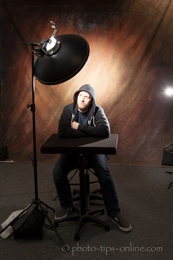 LumoPro Posing Stool and Table: behind-the-scenes, male portrait