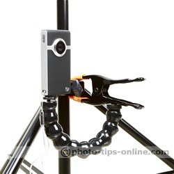 Nasty Clamps: Flip camcorder mounted onto a lightstand