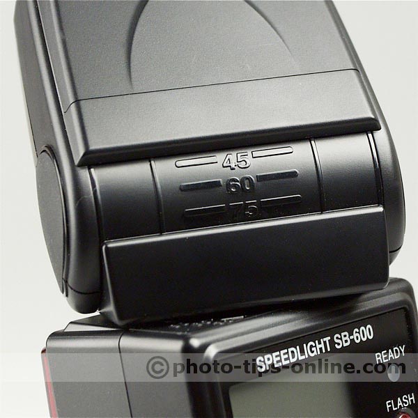 Nikon Speedlight SB-600 flash: head tilt angles