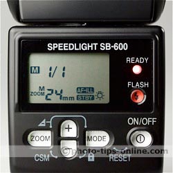 Nikon Speedlight SB-600 flash: LCD screen layout