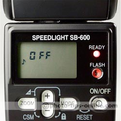 Nikon Speedlight SB-600 flash: custom functions, ready sound OFF