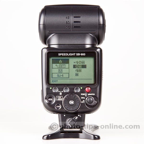 Nikon Speedlight SB-700 vs. Nikon Speedlight SB-900: a menu to select one of 4 auto flash modes of SB-900