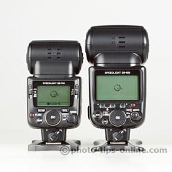 Nikon Speedlight SB-700 vs. Nikon Speedlight SB-900: back view, standby mode