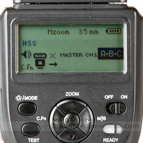 Phottix Mitros flash: wireless Master mode, master off, example