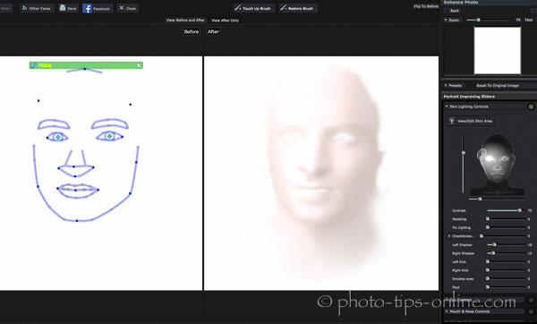 Portrait Professional 12: lighting effect mask, male example