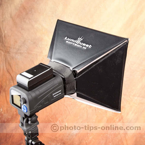 Promaster Duolight 250 hybrid flash accessories: using LumiQuest Softbox III, back