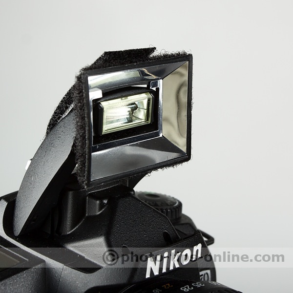 Promaster Universal Softbox for built-in flash: mounting base attached to a built-in flash