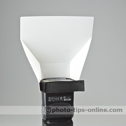 Promaster Universal Bounce Flash Reflector: mounted on a wide side of the flash head