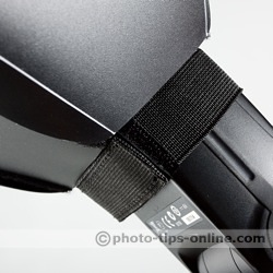 Promaster Universal Softbox flash diffuser: stretchy strap, attached to flash
