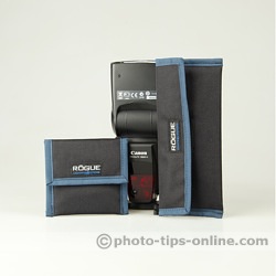 Rogue Gels: Grid (left) and Universal (right) Kits next to Canon Speedlite 580EX II for size comparison