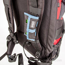 Rogue Indicator Battery Pouch: mounted on a backpack strap