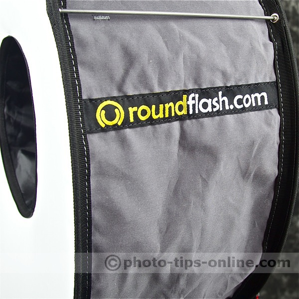 RoundFlash ring flash adapter: logo, close up