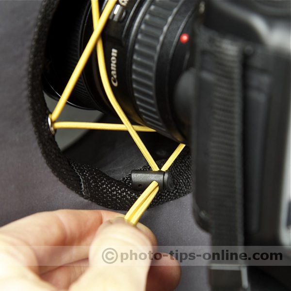 RoundFlash ring flash adapter: tightening the mounting rope