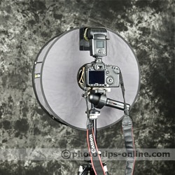 RoundFlash ring flash adapter: back view, Canon 50D, Nissin Di866 II