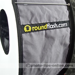 RoundFlash ring flash adapter: logo, close up