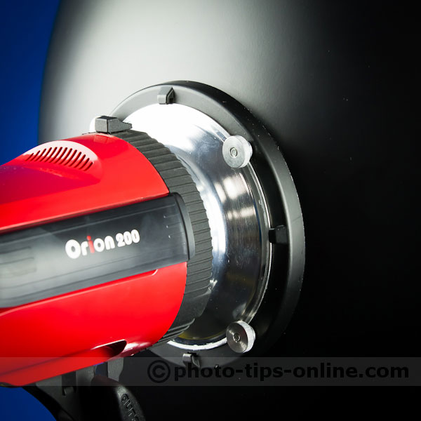 LumoPro Beauty Dish: attached to monolight fitting