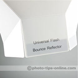 Promaster Universal Bounce Flash Reflector: product name on one of the attachment tabs